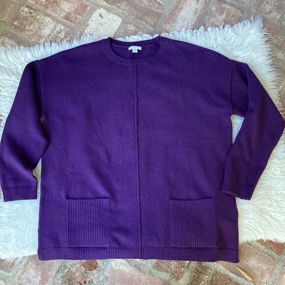 J Jill Pullover Cotton Blend Crewneck Long Sleeve Purple Sweater Size Medium - Picture 9 of 13